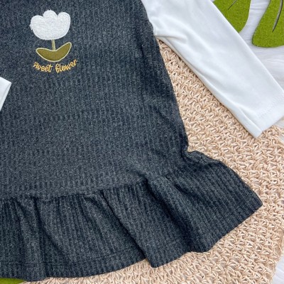 Vestido Manga Longa Sweet Flower - Preto